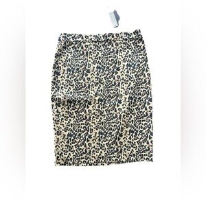 J. Crew Black and Cream Leopard Pencil Skirt Size 4 NWT